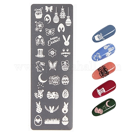 Plaques d'estampage pour nail art en forme de lapin en acier inoxydable MRMJ-Q044-001L-1