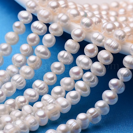 Hebras de perlas de perlas de agua dulce cultivadas naturales de papa PEAR-E007-6-7mm-A-1