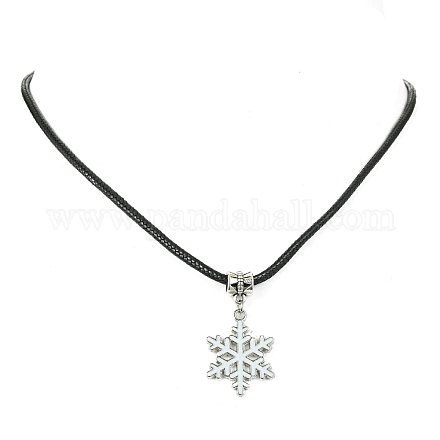 Ожерелья из сплава с эмалью в виде снежинок NJEW-JN04538-01-1