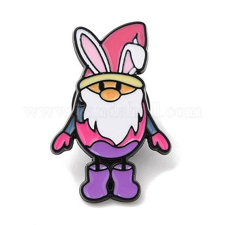 Easter Gnome with Rabbit Ear Enamel Pins for Women JEWB-D017-02C-EB-1