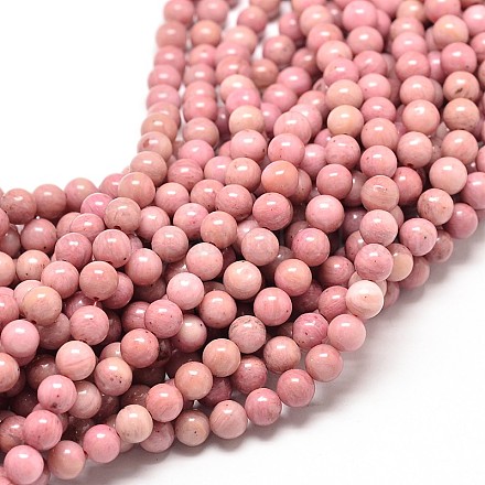 Rhodonite naturelle chapelets de perles rondes X-G-P072-38-10mm-1