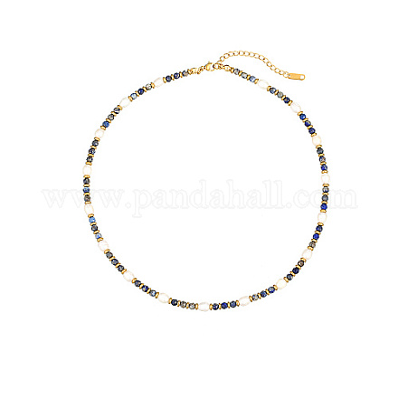Collane con perline di lapislazzuli naturali e perle MG1904-4-1