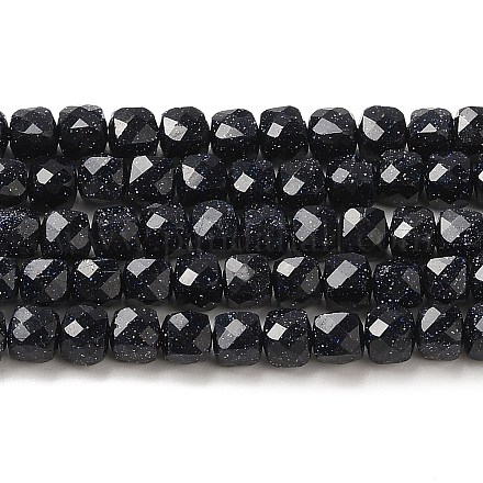 Chapelets de perles en pierre d'or bleue synthétique G-E608-E09-1