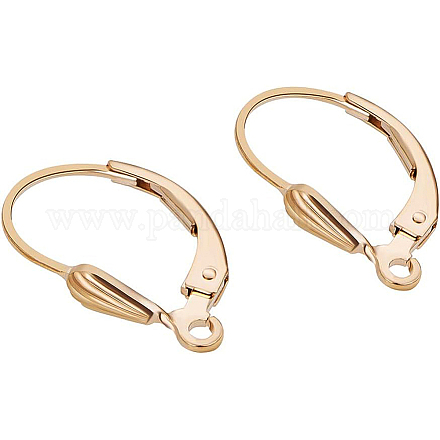 BENECREAT 2 PCS 14K Gold Filled Lever Back Earring Hooks Findings Leverback Shell Earrings for DIY Jewelry Making - 17x11mm KK-BC0003-42G-1