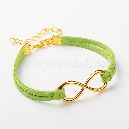 Faux Suede Cord Alloy Infinity Link Bracelets BJEW-JB01260-04-1