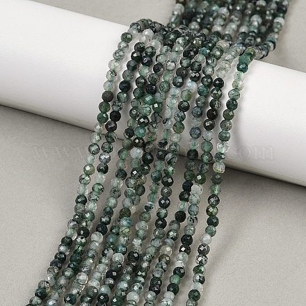 Природные моховой агат бисер нитей X-G-A129-3mm-01-1
