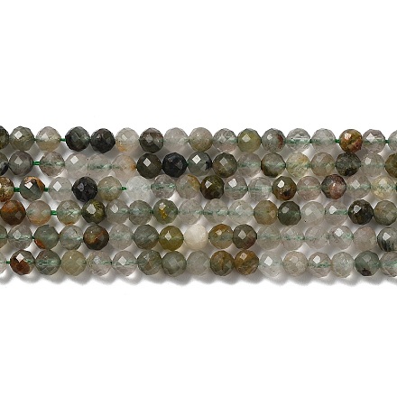 Perles naturelles de quartz de lodolite vert brins G-Z029-02-1