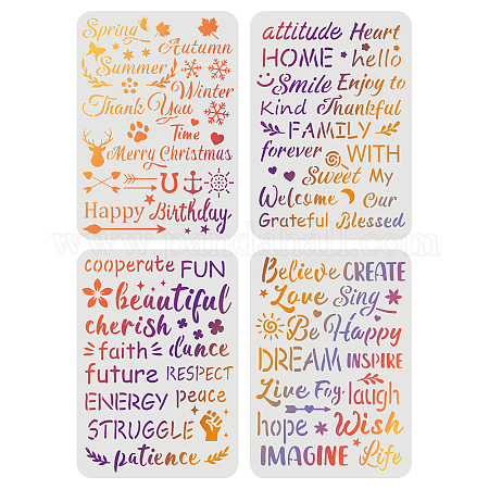 Wholesale FINGERINSPIRE 4pcs Word Stencils 29.7x21cm