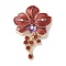 Flower Enamel Pins, Alloy Rhinestone Brooches for Backpack Clothes, Brown, 58.5x41mm