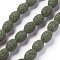 Natural Lava Rock Beads Strands, Dyed, Rice, Dark Olive Green, 15~15.5x11~11.5mm, Hole: 2mm, about 27pcs/Strand, 15.94 inch(40.5cm)