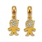 Brass Cubic Zirconia European Dangle Charms, Large Hole Beads, with Enamel, Boy, Yellow, Golden, 27mm, Pendant: 18.5x11x2mm, Hole: 5mm