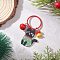 Christmas Acrylic & Resin Pendant Decoration, with Alloy Keychain Clasps, Cat Shape, 68mm