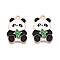 Panda Theme Alloy Enamel Pendants, Light Gold, Lead Free & Cadmium Free, Green, 27x18.5x1mm, Hole: 1.8mm