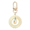 Flower 201 Stainless Steel Pendant Decorations, with Glass Pendants and Alloy Swivel Clasps, Golden, 75mm