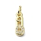 Brass Micro Pave Cubic Zirconia Pendants, Cadmium Free & Nickel Free & Lead Free, with Jump Ring, Real 18K Gold Plated, Safety Pin Charms, Clear, 12.5x4.5x2mm, Hole: 3mm