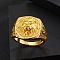 Alloy Rhinestone Finger Rings for Men, Lion, Real 18K Gold Plated, US Size 7(17.3mm)