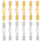 12Pcs 2 Colors Zinc Alloy Hook and S-Hook Clasps, with Cord Ends, Suitable for Bracelet Braid Rope Tail Buckle, Golden & Silver, 46mm, Clasp: 16x8x2mm, Cord End: 17.5x8mm, Hole: 4mm, Inner Diameter: 5.5mm, 6pcs/color