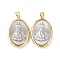 Brass Religion Pendants, Oval with Nossa Senhora Aparecida, Rack Plating, Long-Lasting Plated, Lead Free & Cadmium Free, with Jump Ring, Real 18K Gold Plated, 30.5x19.5x6mm, Hole: 4x3.5mm