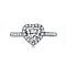 Rhodium Plated 925 Sterling Silver Finger Rings, with Cubic Zirconia for Women, Heart Birthstone Engagement Ring, Real Platinum Plated, Clear, 1.8mm, US Size 7(17.3mm)