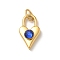 Ion Plating(IP) 304 Stainless Steel with Rhinestone Pendants, with Jump Ring, Real 14K Gold Plated, Heart Lock Charm, Capri Blue, 20x11.5x6mm, Hole: 5x3mm