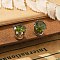 Cubic Zirconia Clip-on Earrings, Magnetic Stainless Steel Non-piercing Earrings, Stainless Steel Color, Diamond, Dark Olive Green, 8mm