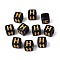 Opaque Acrylic Beads, Golden Metal Enlaced, Cube with Letter, Black, Letter H, 4.5~5x4.5~5x4.5~5mm, Hole: 2mm, about 6250pcs/500g