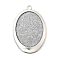 Tibetan Style Alloy Pendant Cabochon Settings, Cadmium Free & Lead Free, Oval, Antique Silver, Tray: 30x40mm, 55x38x3mm, Hole: 3mm, about 100pcs/kg