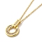 304 Stainless Steel Pendant Necklaces, Brass Micro Pave Clear Cubic Zirconia Pendant Necklaces, Flat Round, 17.91 inch(45.5cm)  Pendant: 14x14.5mm