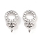 Brass Cubic Zirconia Peg Bails, Flat Round, Platinum, 13x7.2x5.5mm, Hole: 3.8mm, Pin: 1mm