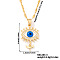 Elegant Brass Full Crystal Rhinestone Blue Evil Eye Flower Pendant Dapped Chain Necklaces, Devil Eye Pendant Necklaces for Womem, Golden, 15.75 inch(40cm)