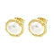 Brass Ear Studs, with Plastic Bead, Octopus, 12x11.5mm