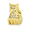 Rack Plating Brass Micro Pave Cubic Zirconia Beads, Long-Lasting Plated, Cadmium Free & Lead Free, Cat Shape, Real 18K Gold Plated, 12x9x9mm, Hole: 5mm