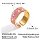 Stainless Steel Evil Eye Cuff Open Rings for Women, with Enamel, Golden, Pink, 8.3mm, Inner Diameter: 17.4mm