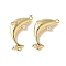 Brass Micro Pave Clear Cubic Zirconia Connector Charms, Dolphin, Cadmium Free & Lead Free, Long-Lasting Plated, Rack Plating, Real 18K Gold Plated, 20x9.5x3.5mm, Hole: 1mm