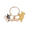 Alloy Enamel Keychains, with Iron Split Key Rings, Mixed Shapes, 2024 Charm, Mixed Color, 5.5cm