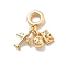 Brass Clear Cubic Zirconia Plane & Egg & Camera European Dangle Charms, Large Hole Pendants, Cadmium Free & Nickel Free & Lead Free, Real 18K Gold Plated, 27.5mm, Hole: 4.5mm
