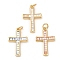 Brass Enamel Pendants, Cross, with Shell & Jump Ring, Lead Free & Cadmium Free, Long-Lasting Plated, Rack Plating, Real 18K Gold Plated, Mixed Color, 22.5x14.5x2.5mm, Hole: 3mm