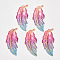 Transparent Acrylic Big Pendants, with Plated Bottom, Leaf, Deep Pink, 61.5x27x4mm, Hole: 1.2mm