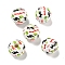 Printed Wood European Beads, Round with Bone Pattern, Colorful, 15.5~16mm, Hole: 4~4.5mm