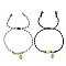2Pcs 304 Stainless Steel Heart & Religious Virgin Mary Medal Couple Bracelet Set, Adjustable His & Hers Bracelets, Golden, Mixed Color, 11.02 inch(28cm)