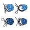 4Pcs 4 Styles Waxed Cotton Cord Collar Choker Necklaces, Polyester Flower, Adjustable Necklaces for Women, Mixed Color, 4.72~4.76 inch(12~12.1cm), 1pc/style