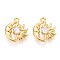 Brass Micro Pave Cubic Zirconia Charms, Moon & Sun, Long-Lasting Plated, Nickel Free, Real 18K Gold Plated, Clear, 14.5x13x4mm, Hole: 1.4mm
