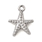 304 Stainless Steel Pendants,  Marine Organism Charms, Stainless Steel Color, Starfish, 15.5x13x3.5mm, Hole: 1.4mm