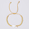 Brass Round Bead Braided Bead Bracelets, Shell Cross & Brass Leeter Charm Bracelets for Women Men, Letter Y