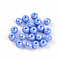 Electroplate Pearlized Glass Pearl Beads, Iridescent, Round, Royal Blue, 6x5.5mm, Hole: 1.2~1.4mm, about 1730pcs/Pound