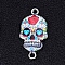 Alloy Enamel Links Connectors, Platinum, Skull, White, 26x13.5x3.3mm, Hole: 1.8mm