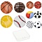 20pcs 10 sizes Resin Cabochons, Football & Volleyball & Baseball/Softball & Tennis & Basketball, Mixed Color, 2pcs/style