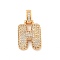 Brass Micro Pave Clear Cubic Zirconia Pendants, Real 18K Gold Plated, Letter H, 31x17x5mm, Hole: 3x6mm