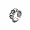 Alloy Punk Open Cuff Rings for Men, Antique Silver