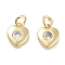 Brass Micro Pave Cubic Zirconia Charms, Cadmium Free & Nickel Free & Lead Free, with Jump Ring, Heart, Real 18K Gold Plated, Clear, 8x6.5x2.5mm, Hole: 2.5mm